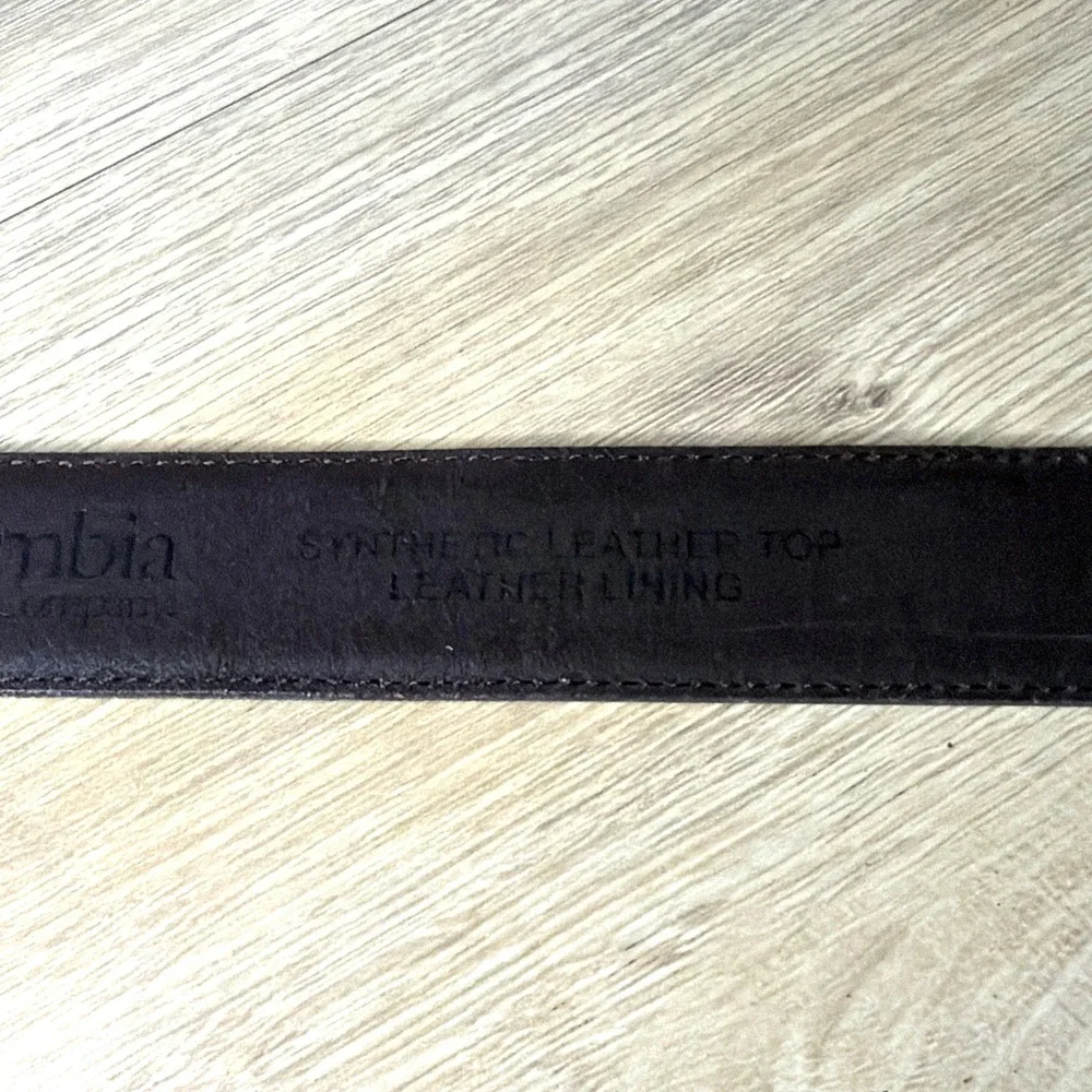 Columbia Brown Leather Lined Belt Men's Large 36-40 Silver‎ Buckle Work Casual